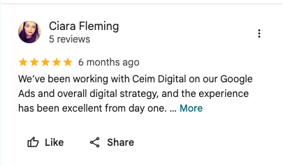 Google review 9 for Ceim Digital