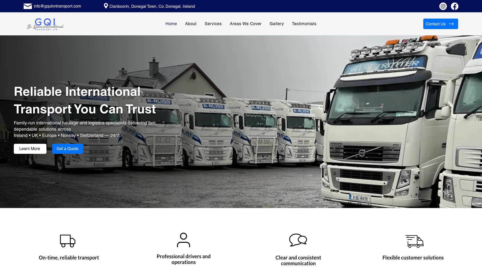 G Quinn Transport website screenshot